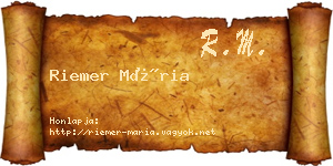 Riemer Mária névjegykártya