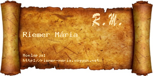 Riemer Mária névjegykártya